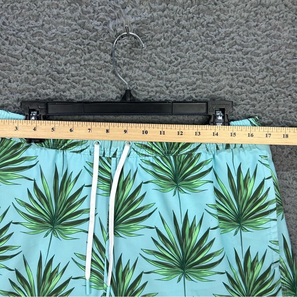 Vineyard Vines Mens Swim Trunks Large Chappy Palm Printed Green Lined 7” Inseam‎